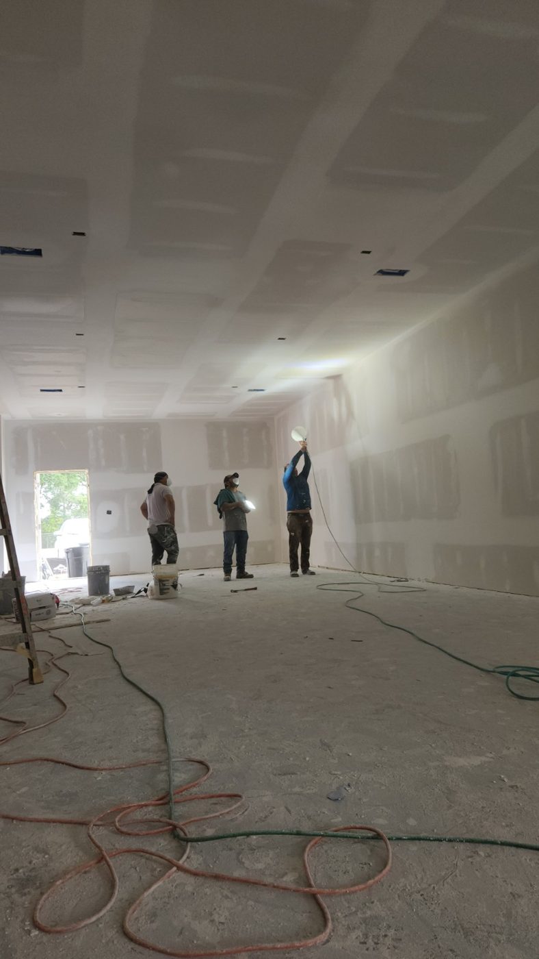 Drywall work in progress
